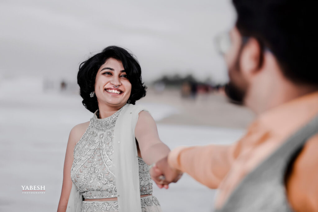 Capture Joy with Candid Beach Wedding Photography in Coimbatore Beach Outdoor Pre Wedding Photoshoot